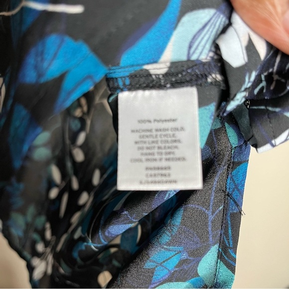 NWT Sejour Leaf Pattern Print Long Sleeve Button Down Front Blouse Size 14W - Picture 6 of 10